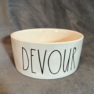 Rae Dunn Devour Dog Pet White Ceramic Bowl